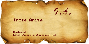 Incze Anita névjegykártya